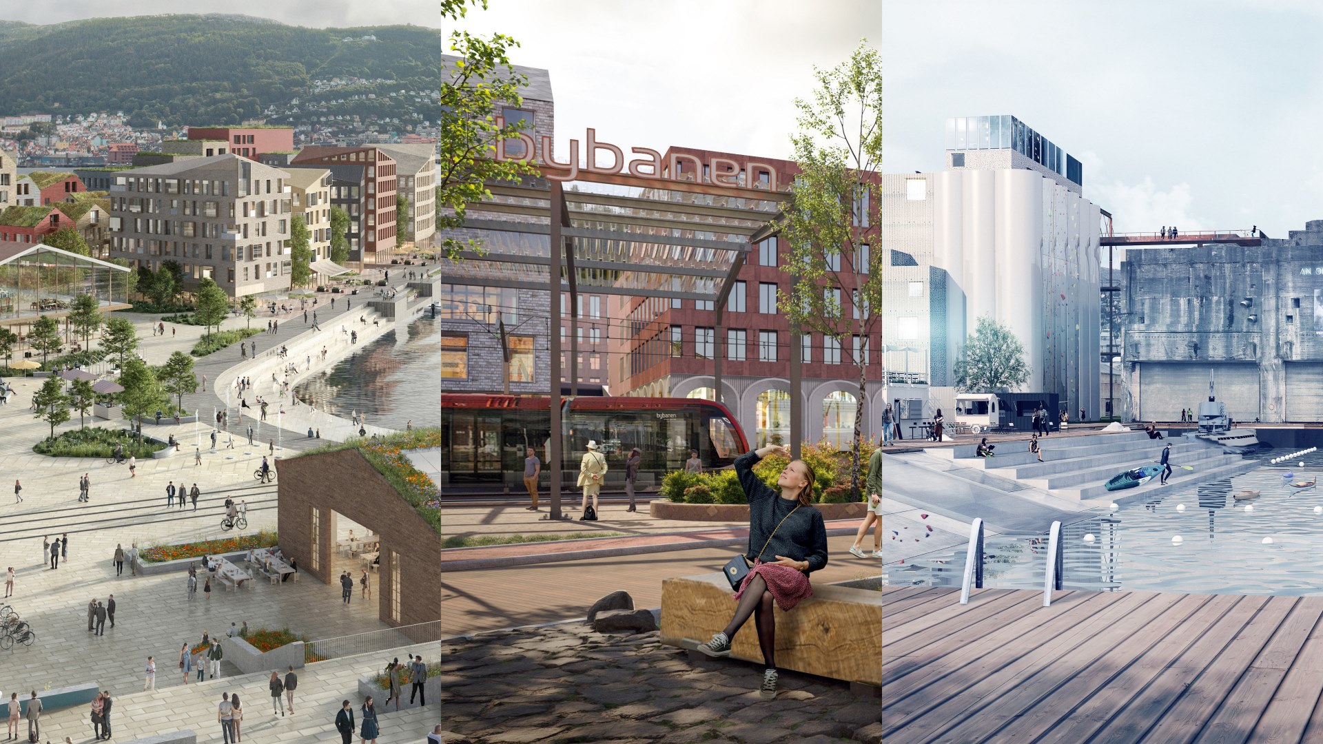 Collage av fremtidsbilder for Laksevågneset