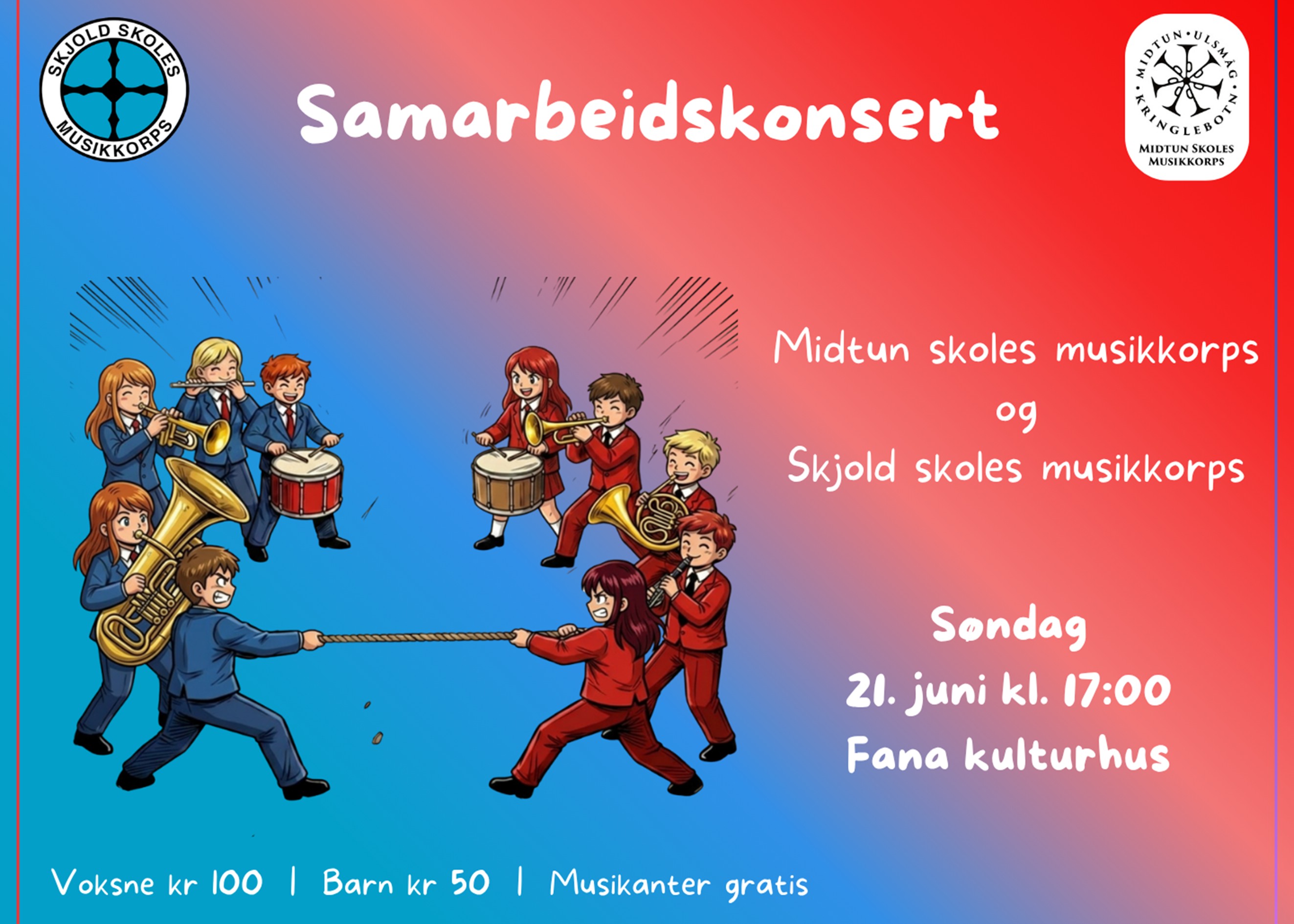 Samarbeidskonsert med Midtun skoles musikkorps og Skjold skoles musikkorps