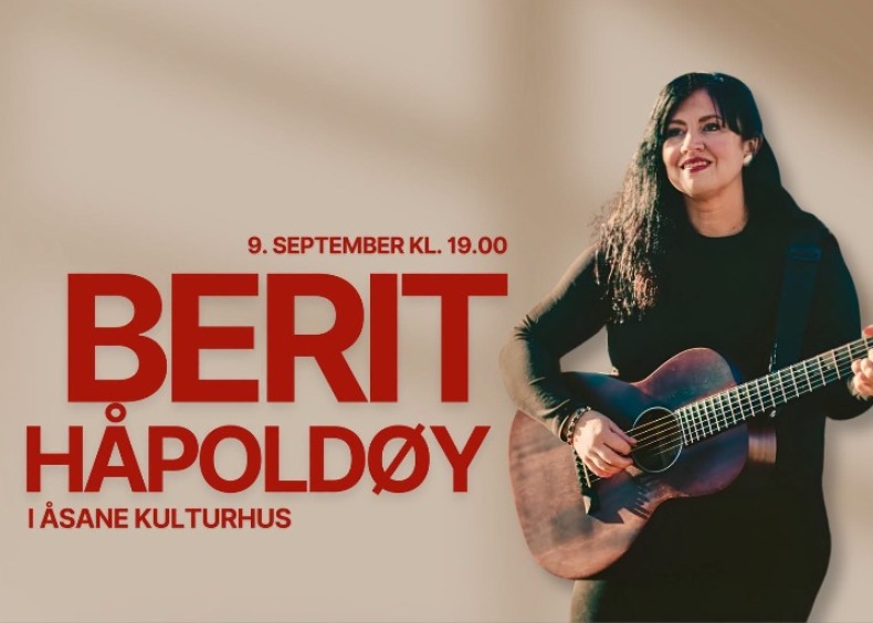 Bildet av artisten Berit Håpoldøy med gitar